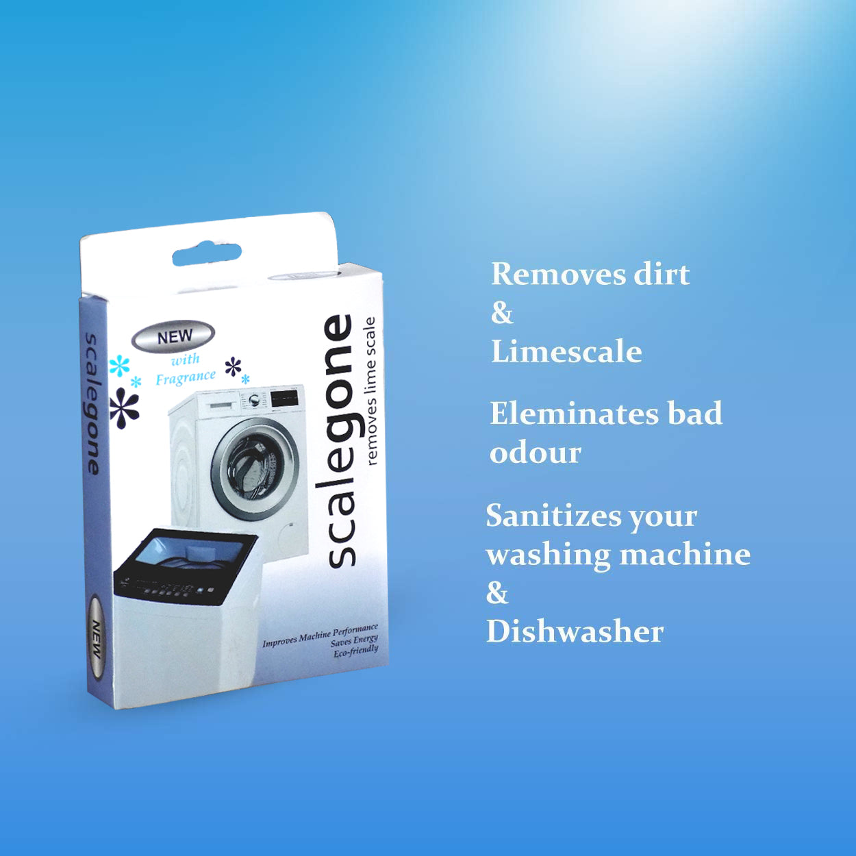 Scalegon powder for washing machines, 100 gm pack for cleaning efficiency. Scalegon powder for washing machines, 100 gm pack for cleaning efficiency.